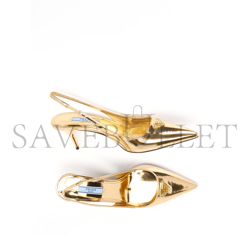 Pra*a metallic leather slingback pumps gold
